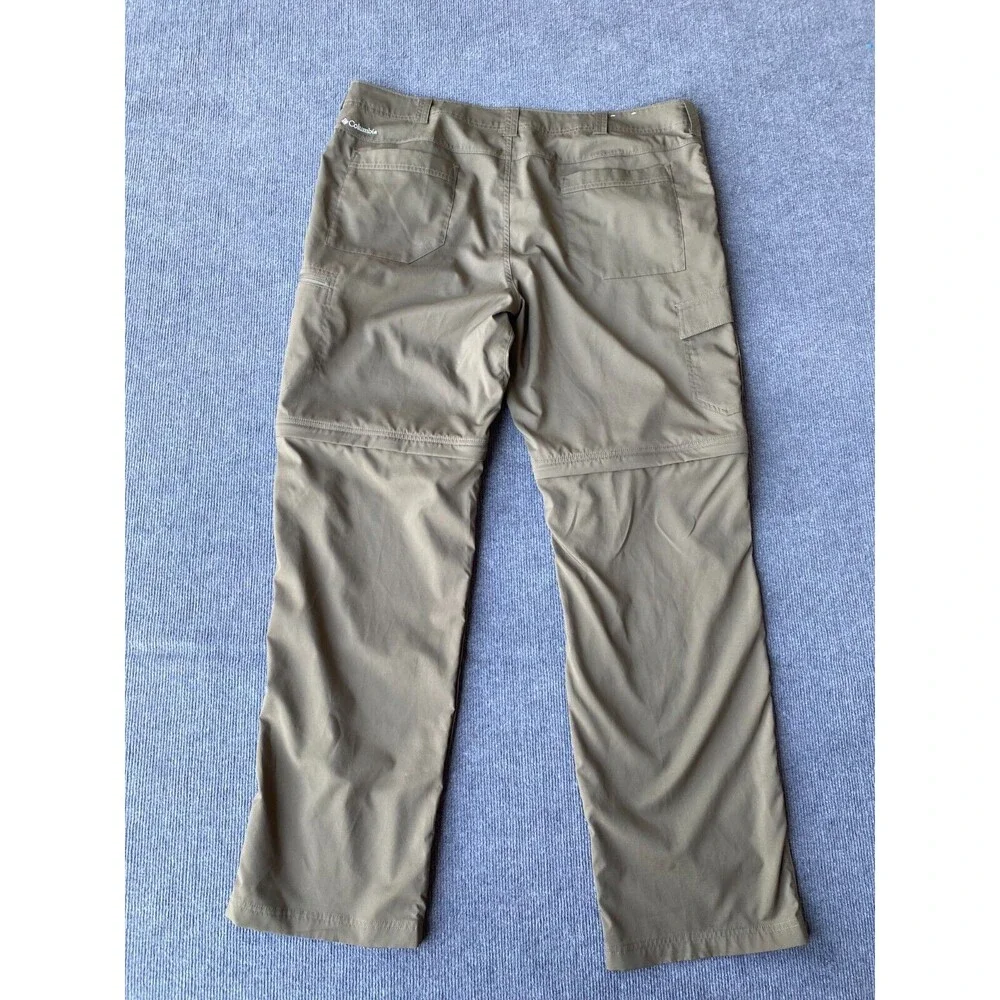Columbia Mens Convertible Pants 43x34 brown khaki omni-shade sun protection Tusk